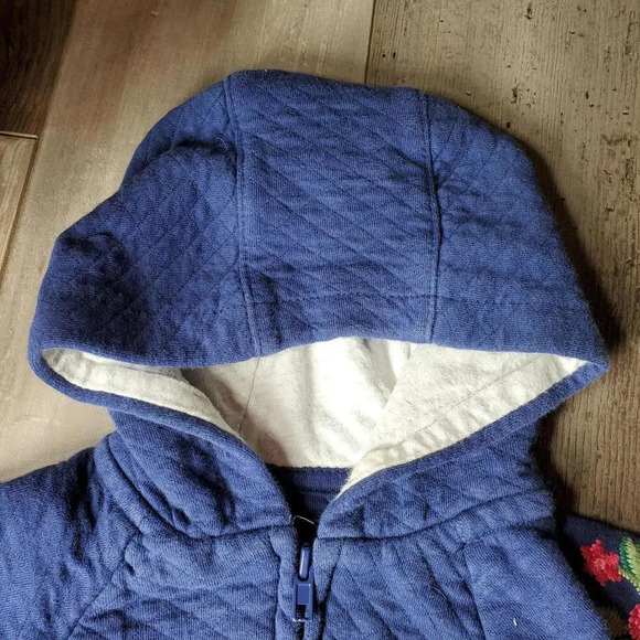 Blue and Pink Floral Embroidered Baby Girls Zip Up Jacket Size 12m NWOT - Picture 6 of 14